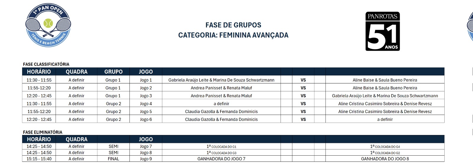 Beach Tennis Feminino - Avançado